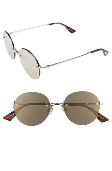 Women's Le Specs 'bodoozle' 49mm Round Sunglasses - Matte Gold