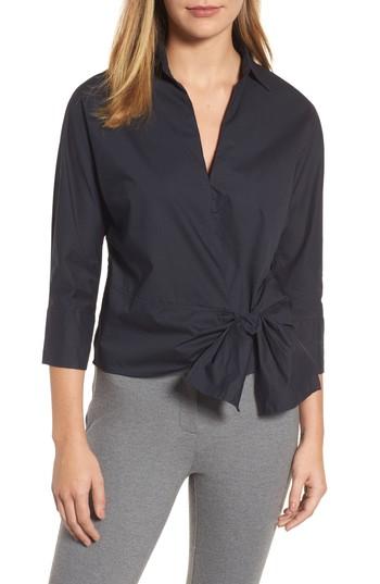 Women's Melloday Side Tie Poplin Top - Blue
