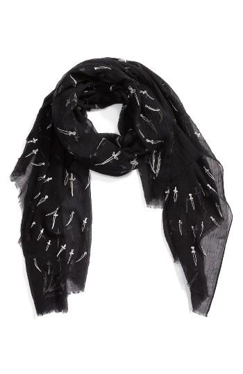 Women's Rag & Bone Embroidered Dagger Scarf, Size - Black