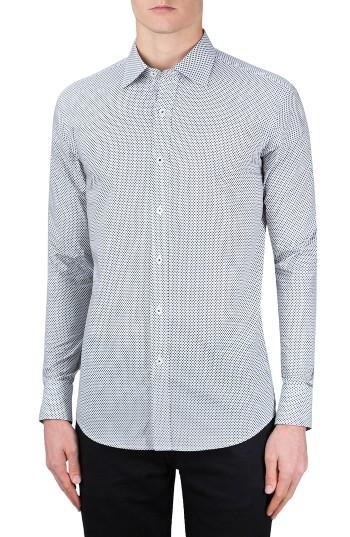 Men's Bugatchi Classic Fit Flower Print Sport Shirt, Size - Grey