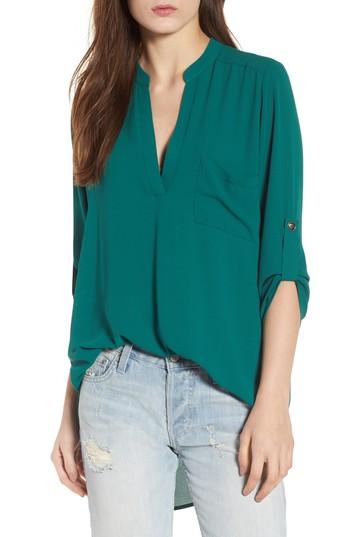 Women's Perfect Roll Tab Sleeve Tunic, Size - Green