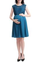 Women's Kimi And Kai Genevieve Lace Maternity Dress - Blue/green