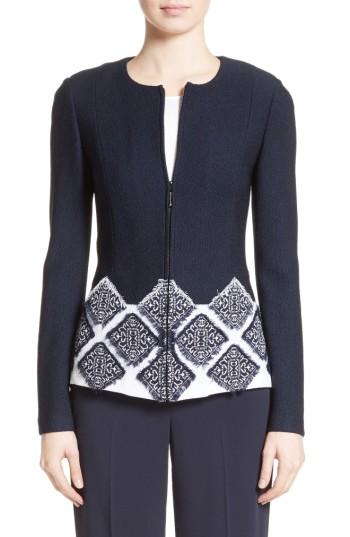 Women's St. John Collection Ahem Knit Fil Coupe Jacket - Blue