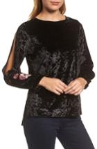 Women's Billy T Split Sleeve Embroidered Top - Black