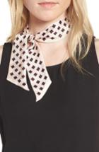 Women's Kate Spade New York Diamond Print Silk Skinny Scarf, Size - Pink