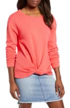 Women's Caslon Twist Front Sweatshirt, Size - Pink
