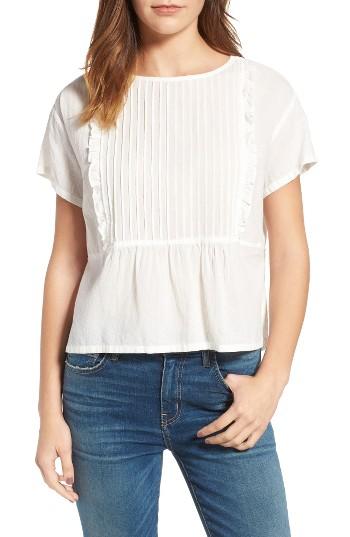 Women's Current/elliott The Pintuck Ruffle Top - White