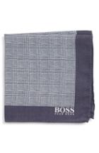 Men's Boss Plaid Wool Pocket Square, Size - Blue