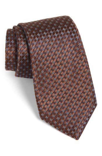 Men's Calibrate Artesia Check Silk Tie, Size - Brown