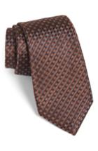 Men's Calibrate Artesia Check Silk Tie, Size - Brown