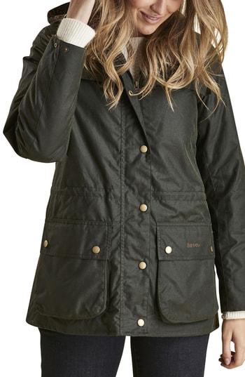 Women's Barbour X Liberty Blaise Hooded Waxed Jacket Us / 8 Uk - Green