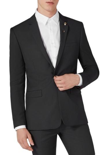Men's Topman Skinny Fit One-button Suit Jacket R - Black