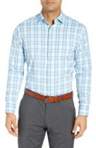 Men's Peter Millar Regular Fit Plaid Performance Sport Shirt, Size - Blue