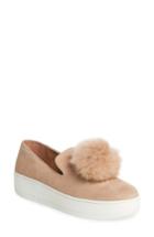 Women's Linea Paolo Sammy Platform Sneaker With Genuine Rabbit Fur Pompom .5 M - Pink