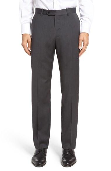 Men's Monte Rosso Flat Front Stripe Wool Trousers