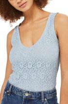 Women's Topshop Lace-up Back Bodysuit Us (fits Like 0-2) - Blue