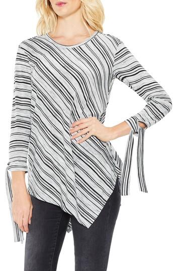Women's Two By Vince Camuto Tie-cuff Asymmetric Hem Top, Size - Grey