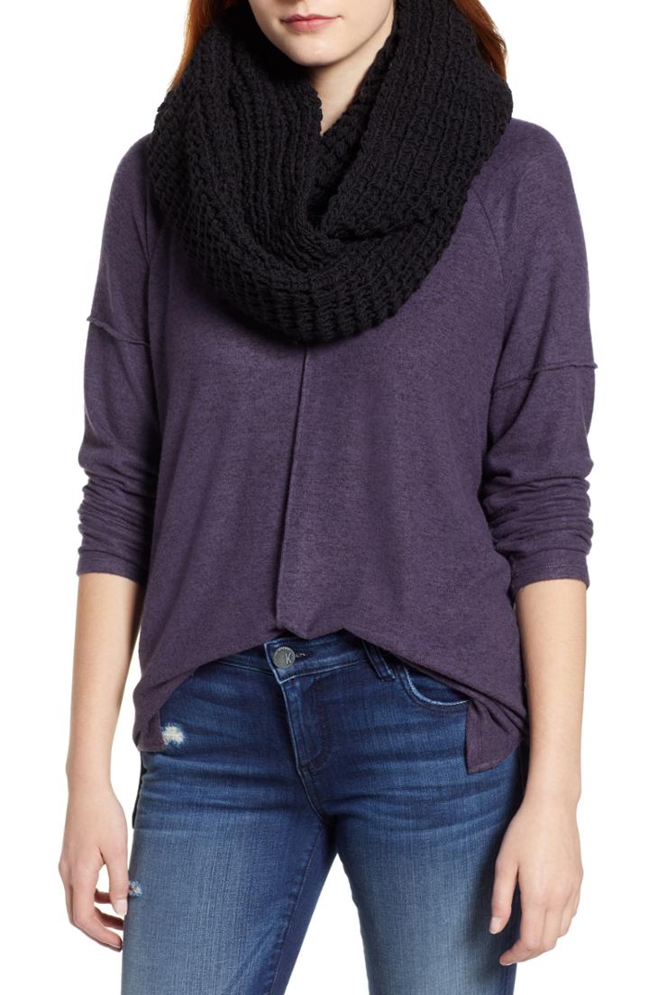Women's Nirvanna Designs Double Wide Merino Infinity Scarf, Size - Black
