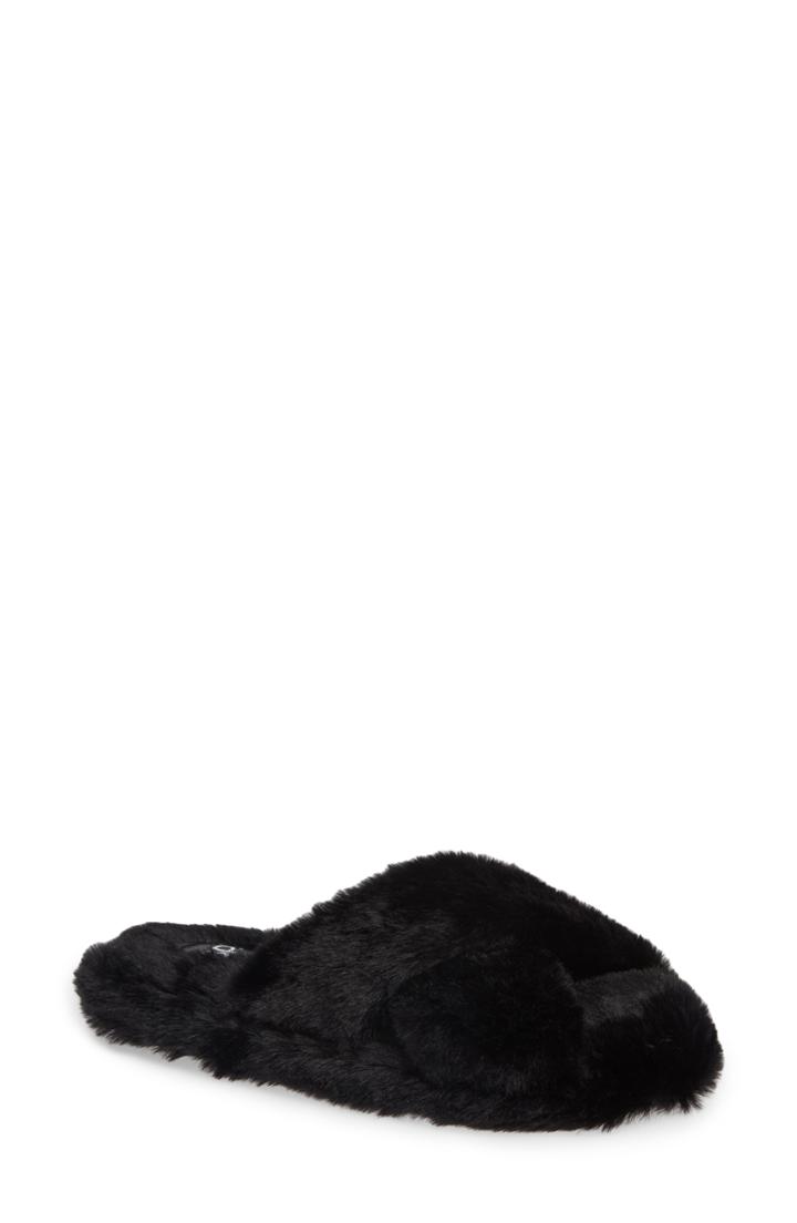 Women's Bp. Fab Faux Fur Slipper /6 M - Black
