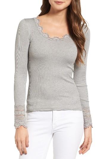 Women's Rosemunde Silk & Cotton Rib Knit Tee - Grey