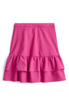 Petite Women's J.crew Wool Flannel Ruffle Skirt P - Pink