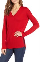 Women's Trouve Side Slit Sweater - Red
