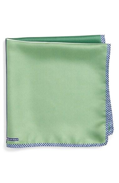 Men's Nordstrom Men's Shop Panel Silk Pocket Square, Size - Green