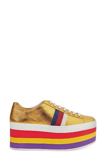 Women's Gucci Peggy Flatform Sneaker Us / 37eu - Metallic