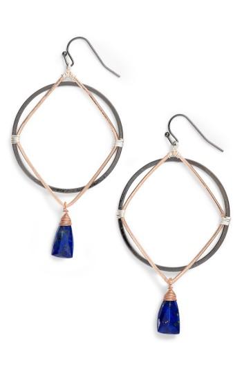 Women's Nakamol Design Lapis Drop Hoop Earrings