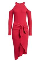 Women's Tie Waist Cold Shoulder Dress