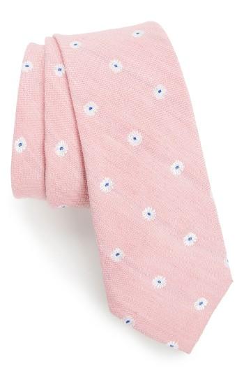 Men's Nordstrom Men's Shop Hogard Floral Linen & Silk Skinny Tie, Size - Pink