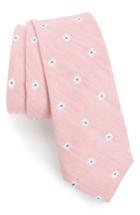 Men's Nordstrom Men's Shop Hogard Floral Linen & Silk Skinny Tie, Size - Pink