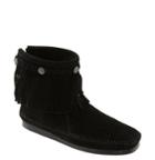 Women's Minnetonka Fringed Moccasin Bootie .5 M - Black