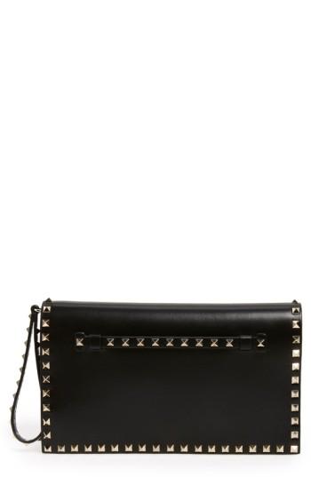 Valentino Garavani 'rockstud' Leather Flap Clutch -