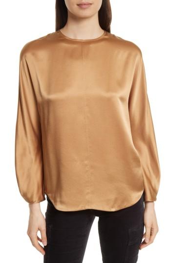 Women's Vince Split Back Silk Blouse - Metallic