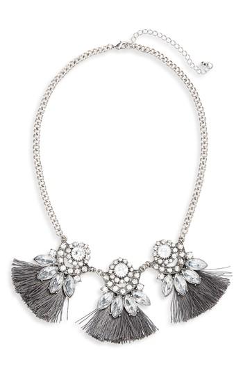 Women's Kitsch Crystal Tassel Statement Necklace