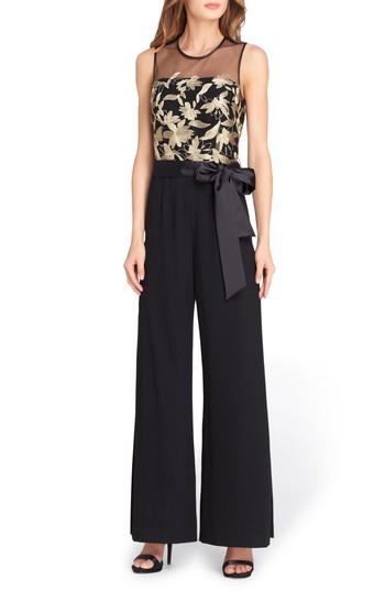 Women's Tahari Embroidered Jumpsuit - Metallic