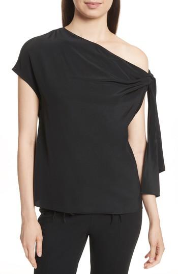 Women's Tibi Crepe De Chine Asymmetrical Tie Top