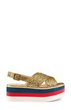 Women's Gucci Glitter Flatform Sandal .5us / 37.5eu - Metallic