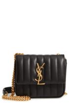 Saint Laurent Small Vicky Quilted Lambskin Leather Crossbody Bag - Black
