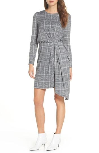 Women's Maggy London Plaid Side Drape Dress - Grey