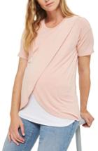Women's Topshop Short Sleeve Drape Maternity/nursing Tee Us (fits Like 2-4) - Pink