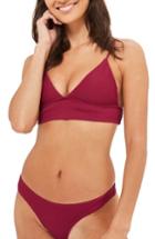 Women's Topshop Ribbed High Leg Bikini Bottoms Us (fits Like 2-4) - Burgundy