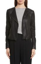 Women's Vince Cross Front Leather Jacket - Black