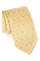 Men's Salvatore Ferragamo Debby Penguin Print Silk Tie, Size - Yellow
