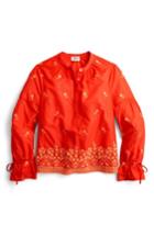 Women's J.crew Floral Embroidered Popover Blouse, Size - Yellow