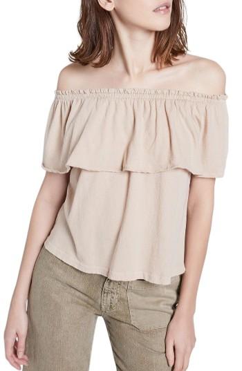 Women's Current/elliott The Ruffle Off The Shoulder Top - Pink