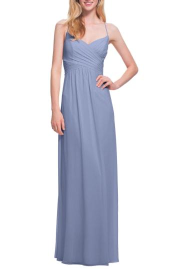 Women's #levkoff Surplice Neck Chiffon Gown - Grey