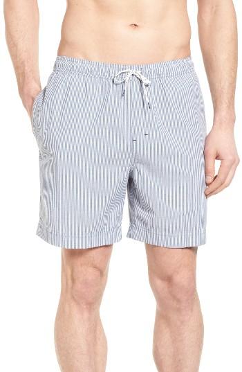 Men's Nordstrom Men's Shop Stripe Swim Trunks - Blue