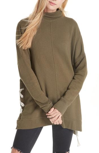 Women's Free People So Plush Lace-up Pullover - Green